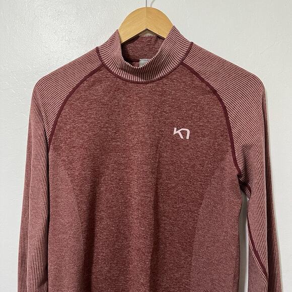 Kari Traa Baselayer Top Womens L/XL Red Long Sleeve Mock Neck Ski Hiking - Picture 3 of 8
